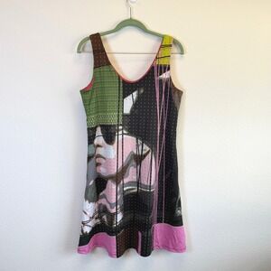 Volt Design Graphic Euro Knee Length Dress Sz S/M Sleeveless Reversible Pop Art